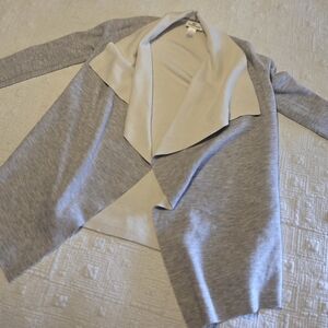 Vineyard Vines Merino Wool Waterfall Cardigan In Gray and Cream, Size XS